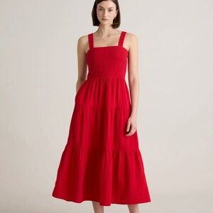 Quince 100% Organic Cotton Gauze Smocked Sleeveless Maxi